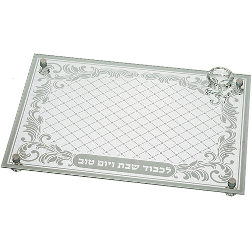 Glass challah Tray 43*30 cm (UK49589)