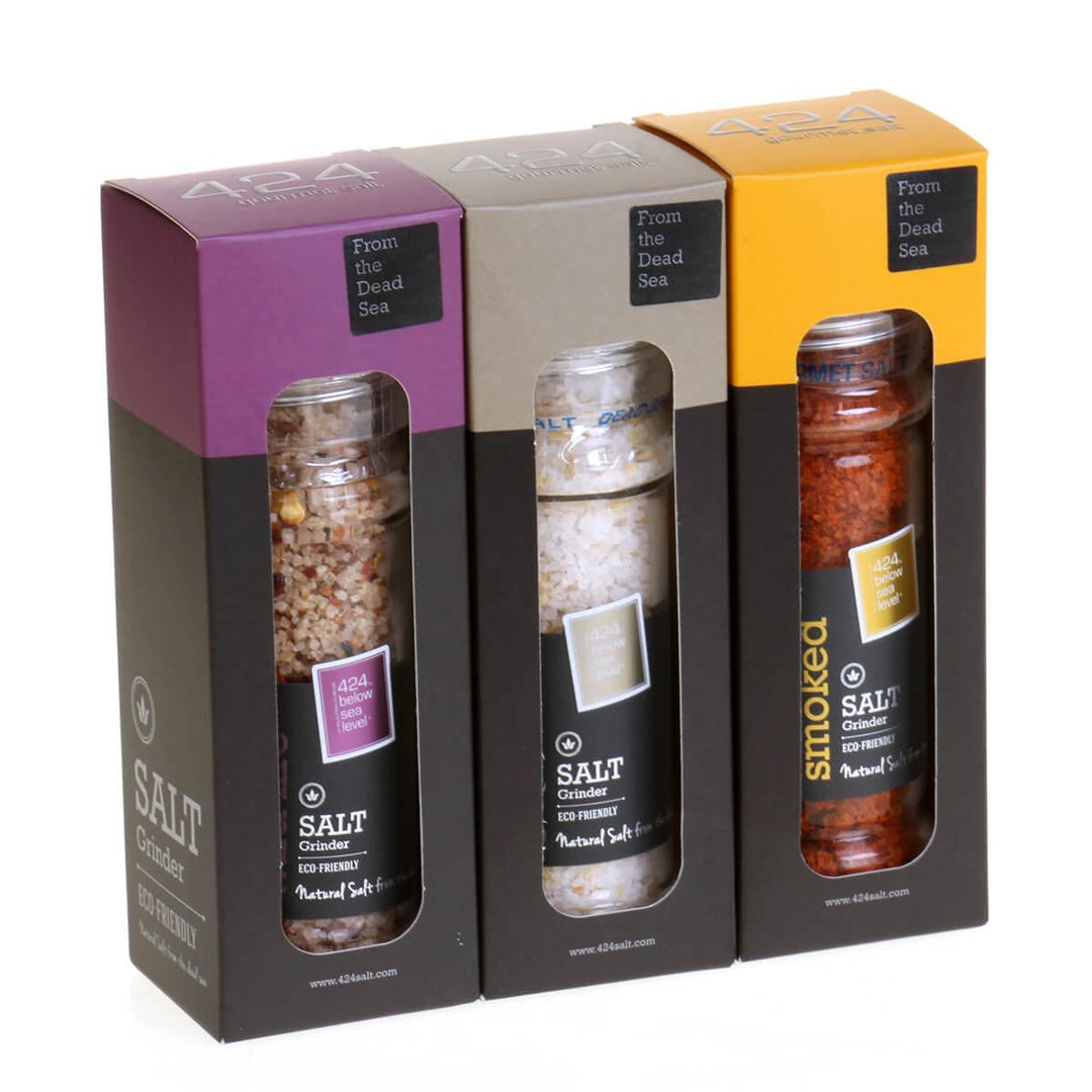 Platinum Set – Smoked, Garlic & Chili Salt Kosher Salts from the Dead Sea - Spring Nahal