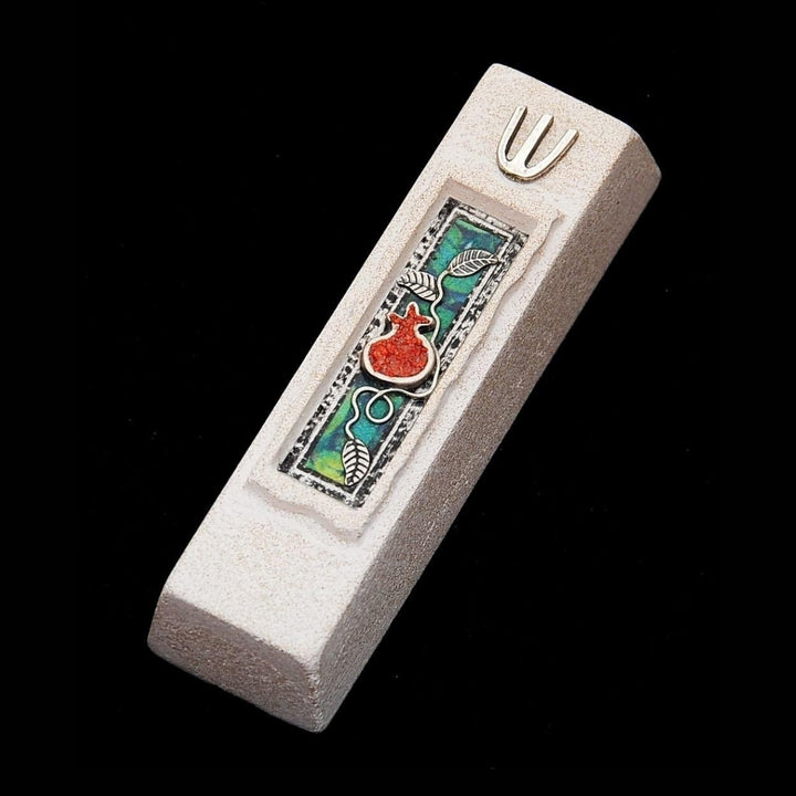 Mezuzah Case Jerusalem Cast Stone Jewish Door Mezuzah 5.4 in