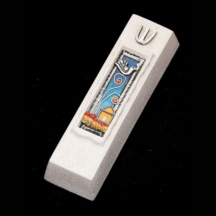 Mezuzah Case Jerusalem Cast Stone Jewish Door Mezuzah 5.4 in