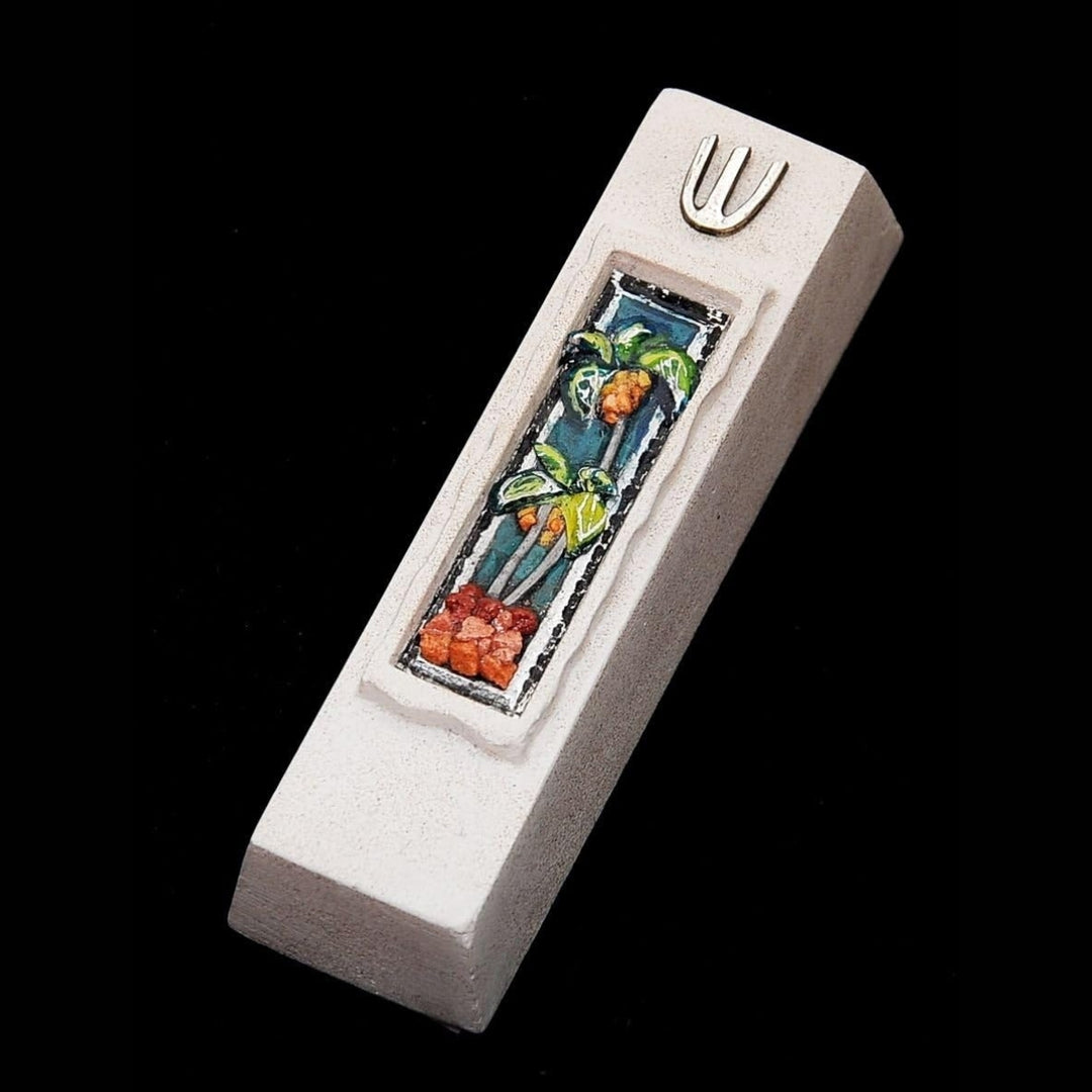 Mezuzah Case Jerusalem Cast Stone Jewish Door Mezuzah 5.4 in