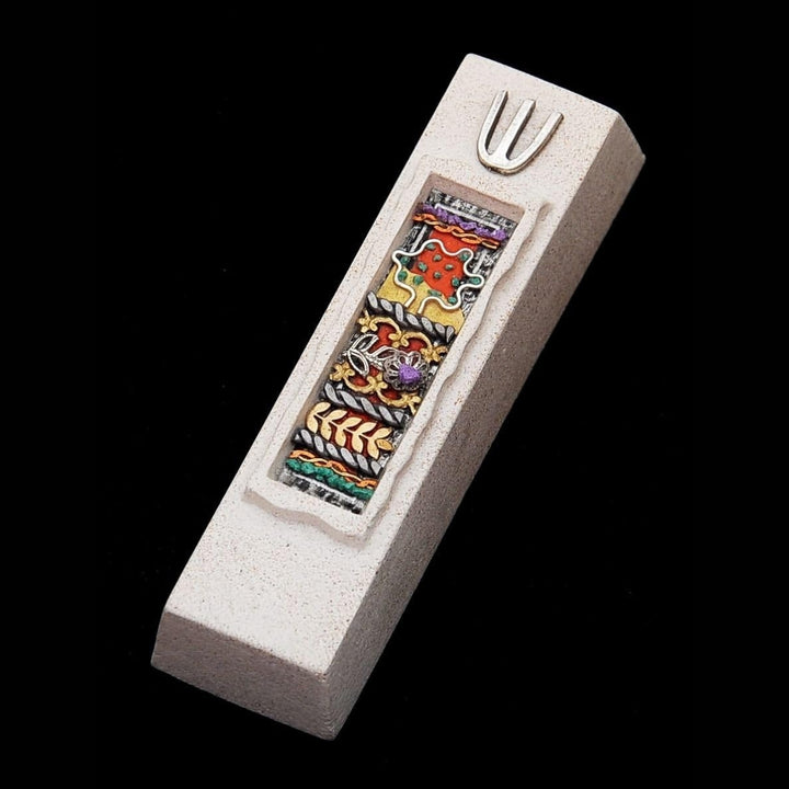 Mezuzah Case Jerusalem Cast Stone Jewish Door Mezuzah 5.4 in