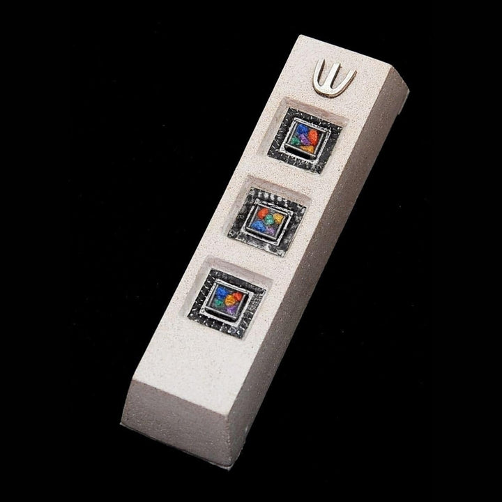 Mezuzah Case Jerusalem Cast Stone Jewish Door Mezuzah 5.4 in