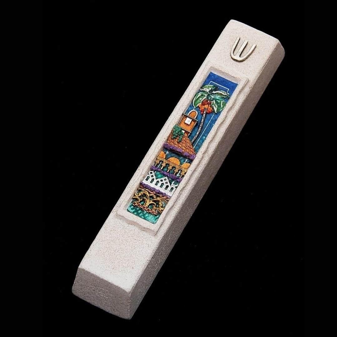 Mezuzah Case Cast Stone Jerusalem Jewish Door Mezuzah Art Design