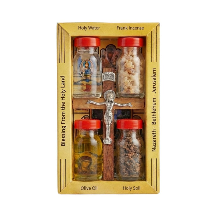 Home Small Blessing Kit Bottles and Cross From Holy Land