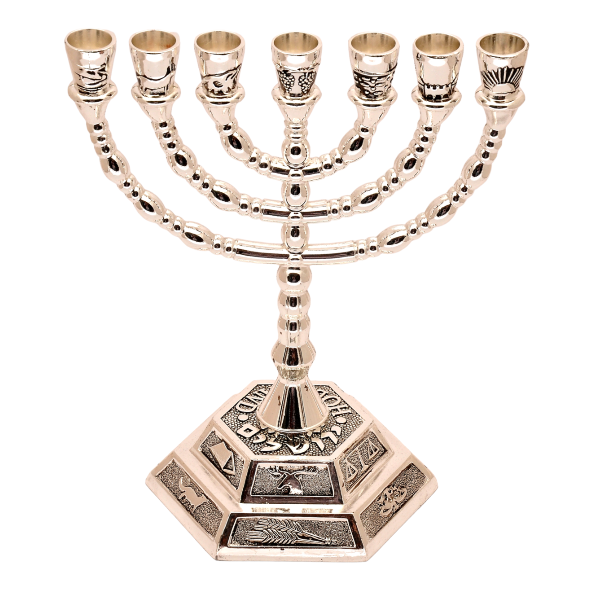 Menorah Silver Plated Candle Holder from Jerusalem 7.5″ / 19cm
