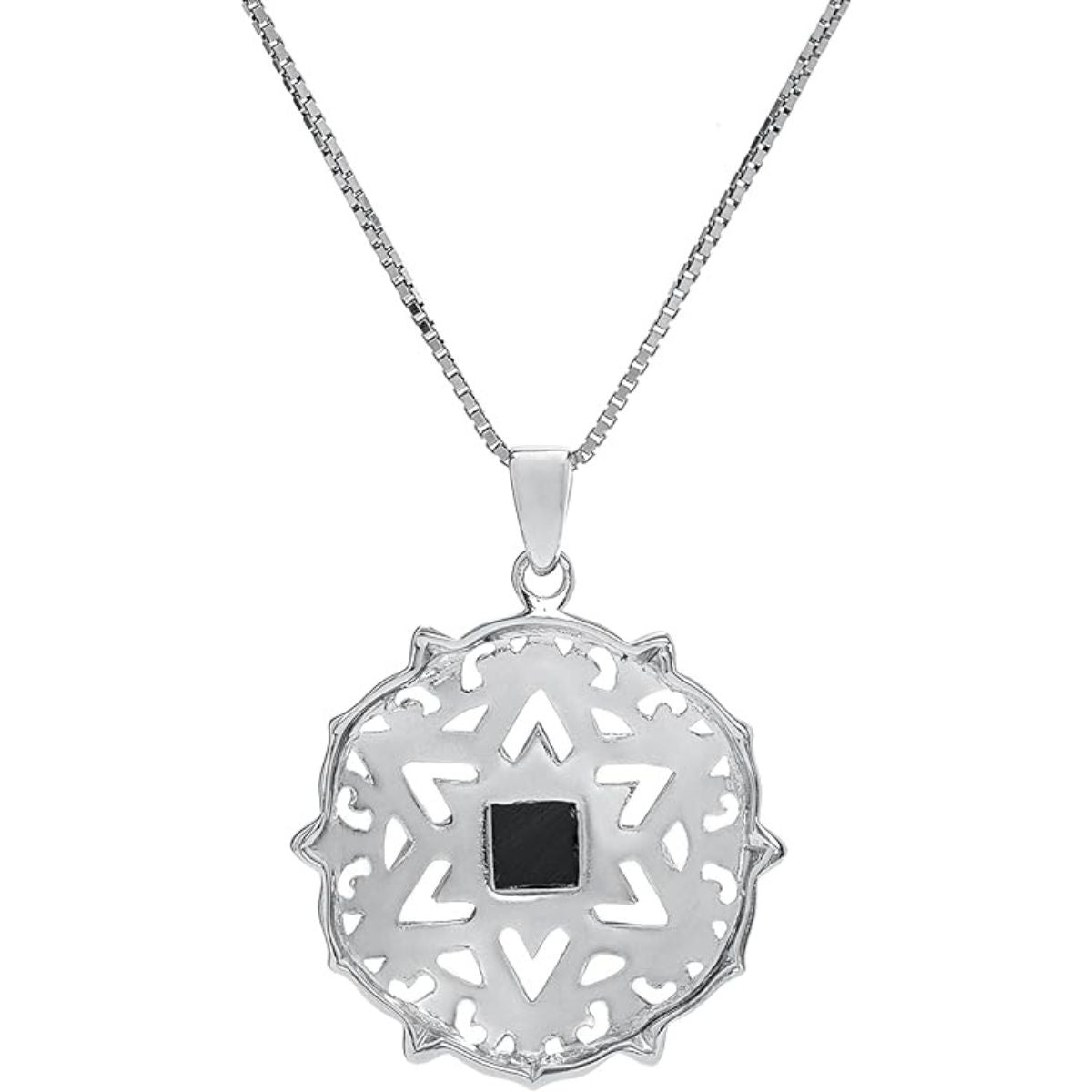 Nano Sim OB Silver and 9K Gold Pendant - Star of David with Floral Decorating From the Holy Land