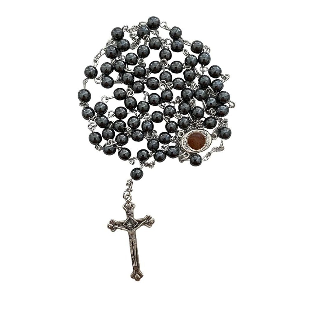 Onyx and Silver Rosary Holyland Rosary 925 Sterling Silver Prayer Beads from Jerusalem