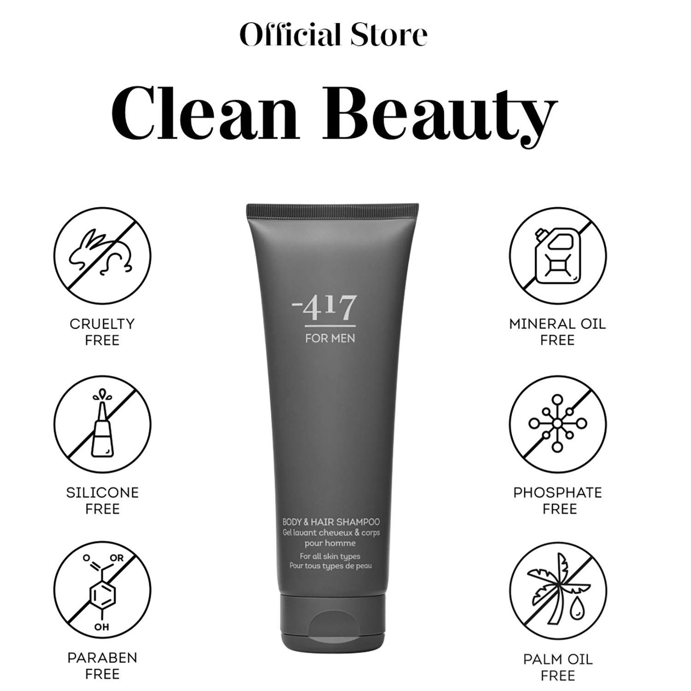 -417 Dead Sea Cosmetics Body & Hair Shampoo for Men with Shea Butter & Aloe Vera for Clean Body & Shiny Hair - Helps in Skin Rejuvenation and Hair Restore - 100% Vegan 8.4 oz