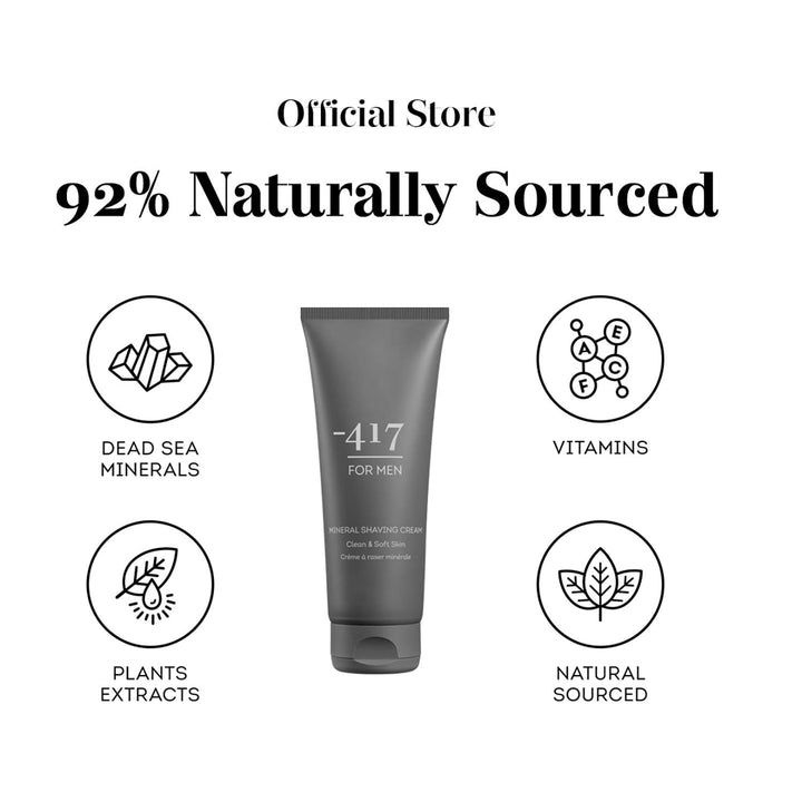 -417 Dead Sea Cosmetics Vegan Mineral Shaving Cream For Men for Close & Clean Shave With No Irritation - Suitable for All Skin Types 3.38 oz