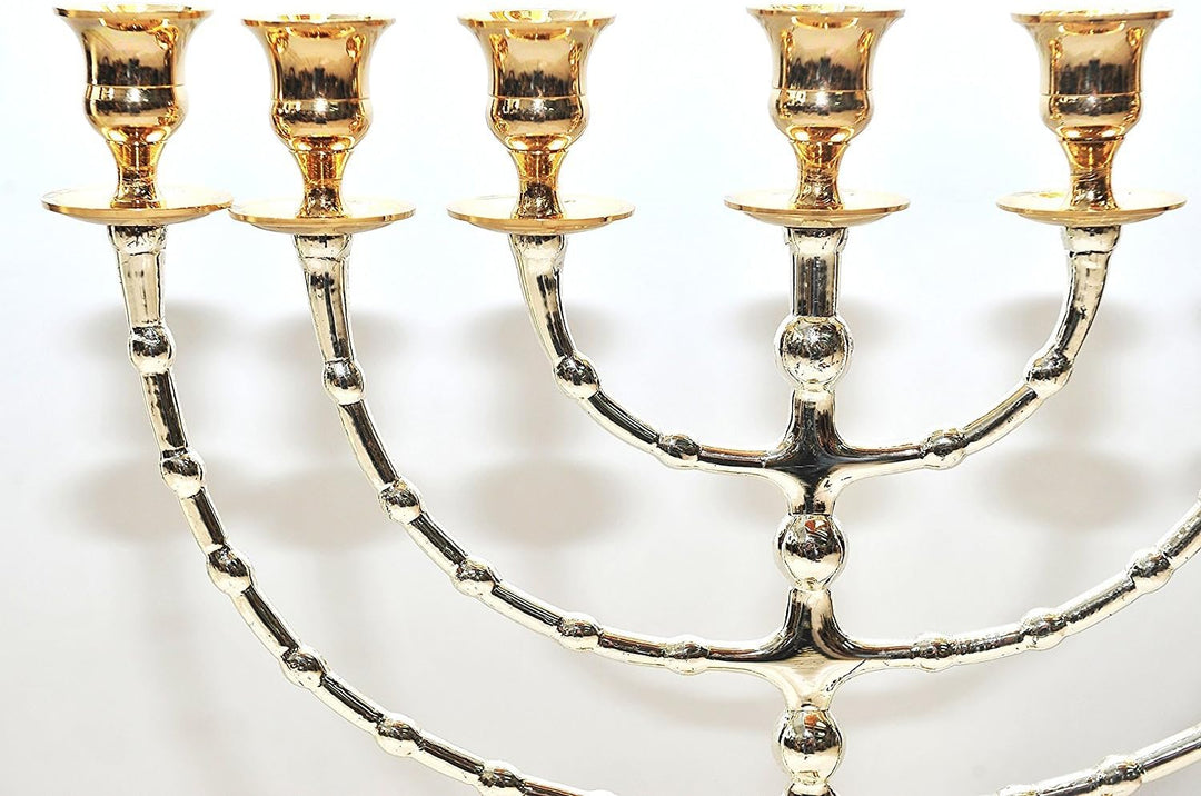 Large menorah Gold & Silver Gold Plated of Holy Land Jerusalem 48 x 38 cm