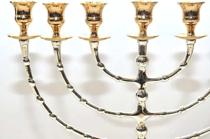 Large menorah Gold & Silver Gold Plated of Holy Land Jerusalem 48 x 38 cm