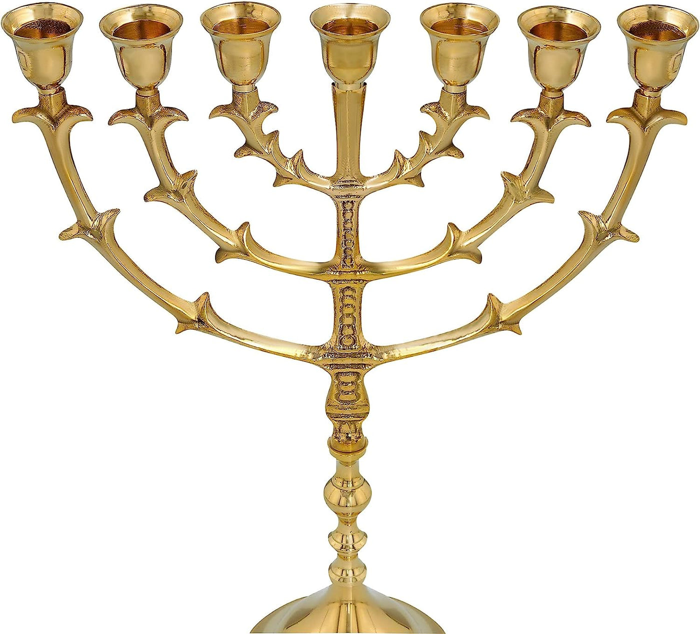 Menorah Solid Brass/Copper 12" inches Bronze 7 Branches Menorah Candle Holder