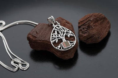 Nano Sim Old Bible Silver Pendant Tree of Life with Drop Frame