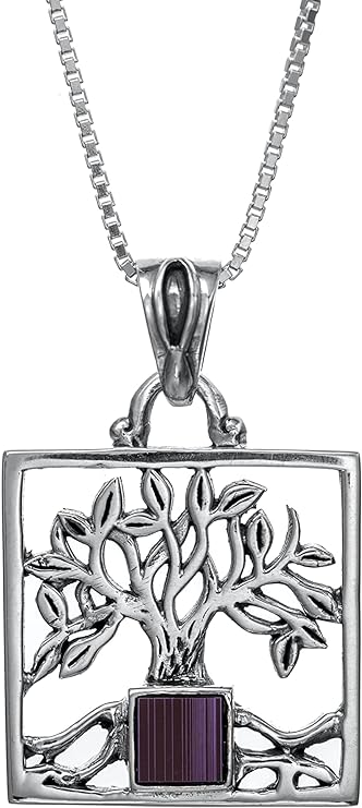 Nano Sim Old Bible Silver Pendant Tree Of Life with Square Frame