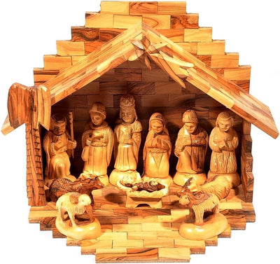 Large Crib and Nativity Set Made in Olivewood from Bethlehem
