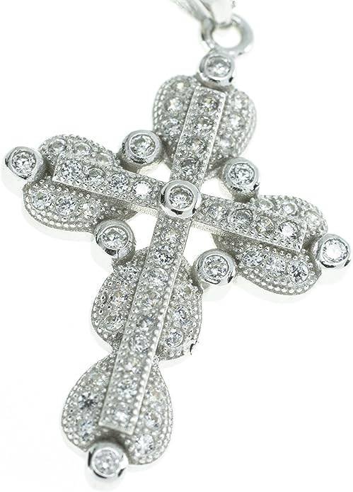 Silver Jesus Christian Prayer Cross Charm Pendant Chain Necklace