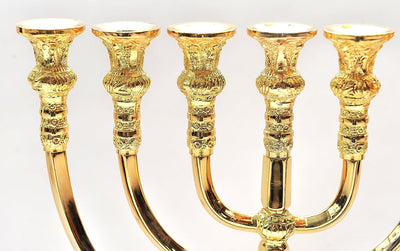 Large Authentic Menorah Gold Plated Candle Holder from Jerusalem 14.2″ / 36cm