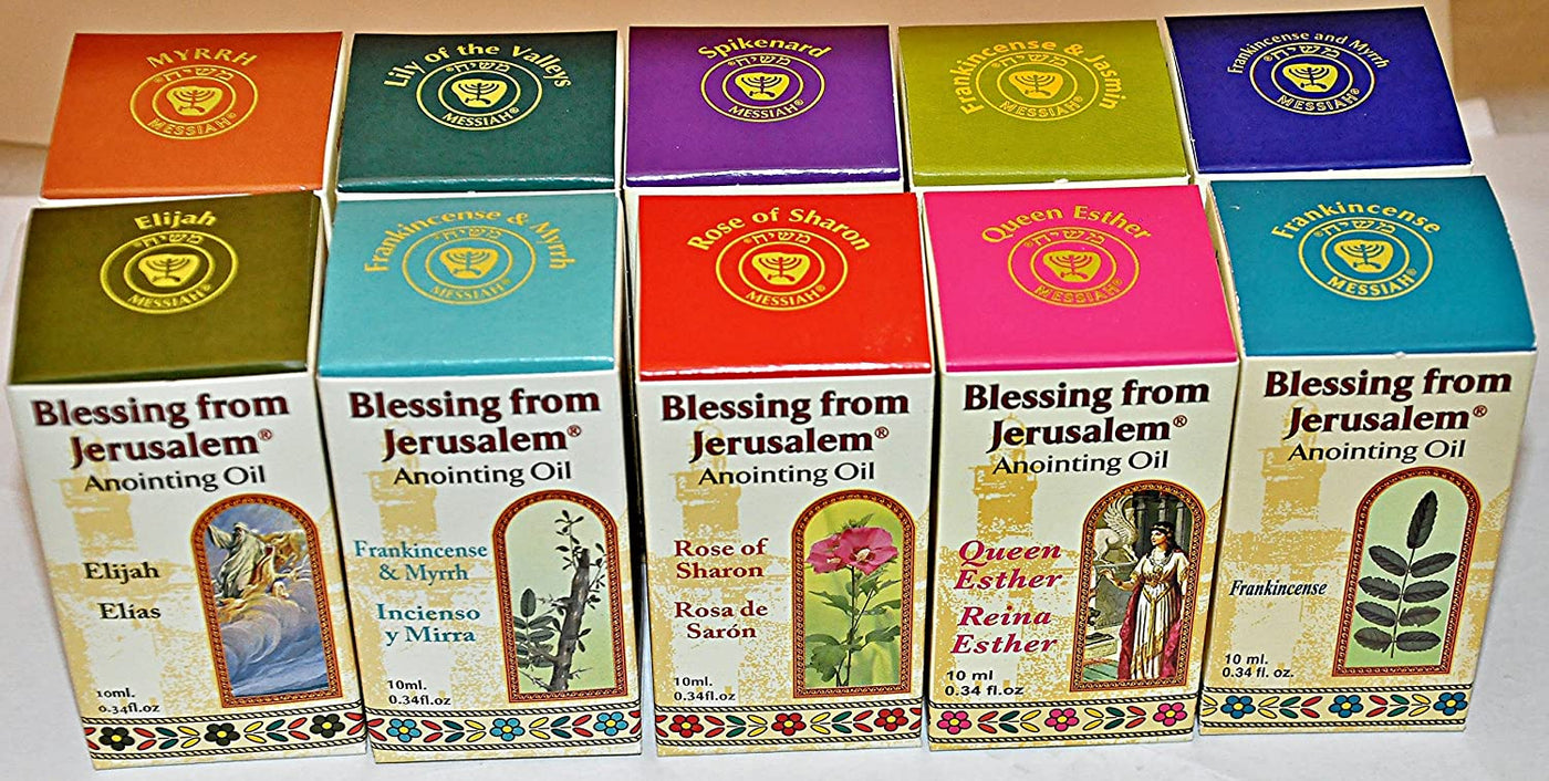 10 x mix Anointing Oils 12 ml.- 0.4 oz. from Jerusalem Holy bible land (10 Bottles)
