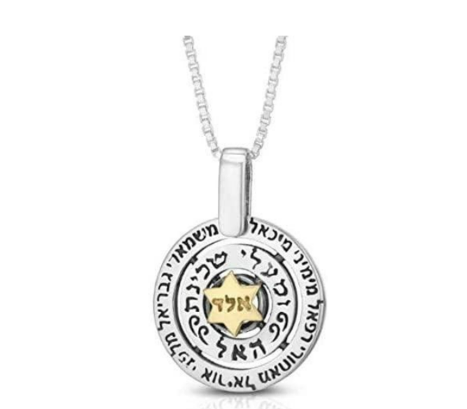 The "Avnei Hoshen" pendant in silver, with the names angels, studded with the twelve stones of the breastplate