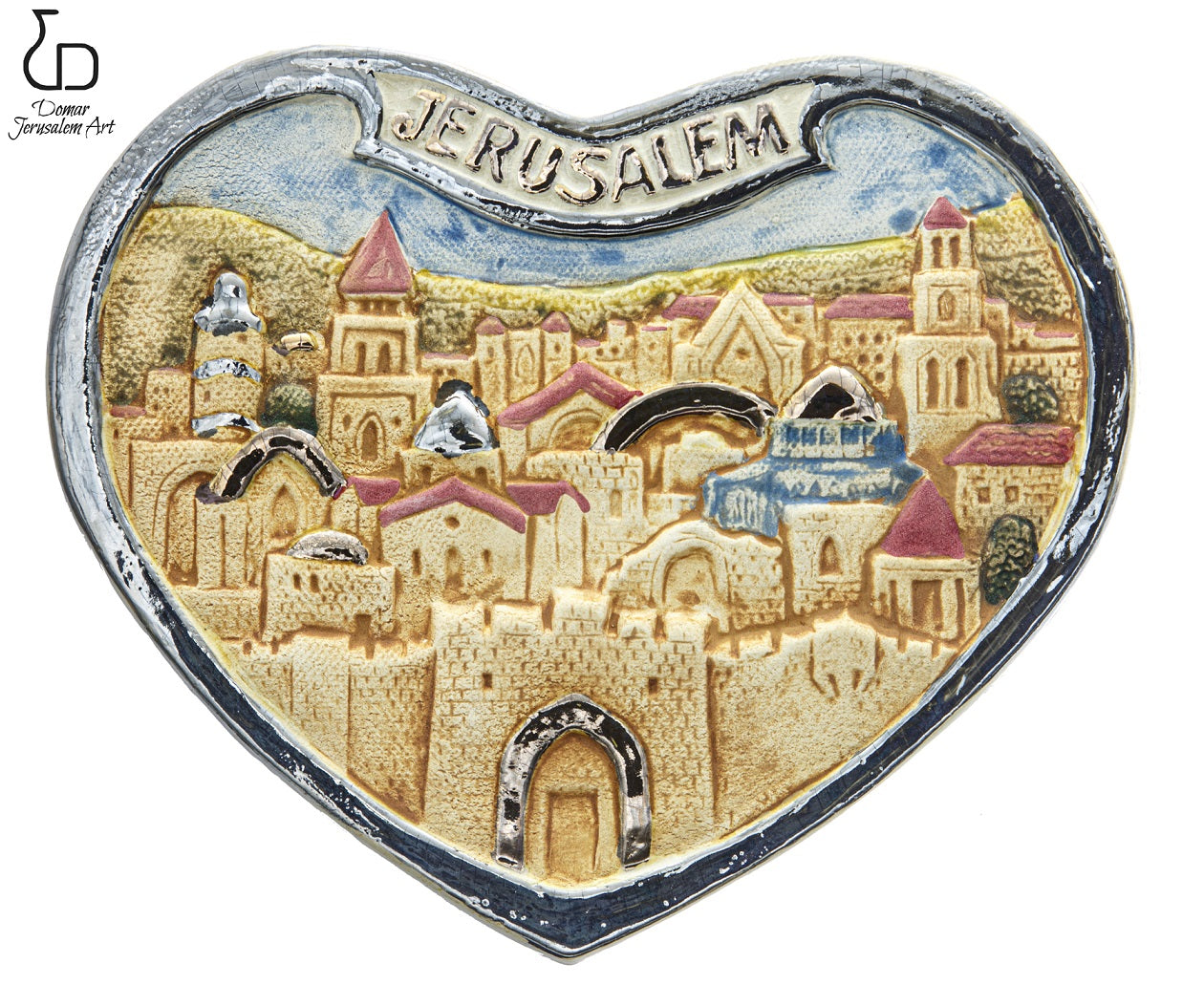 Domar Craftsmanship Art hart of Jerusalem 20.5 x 17 cm