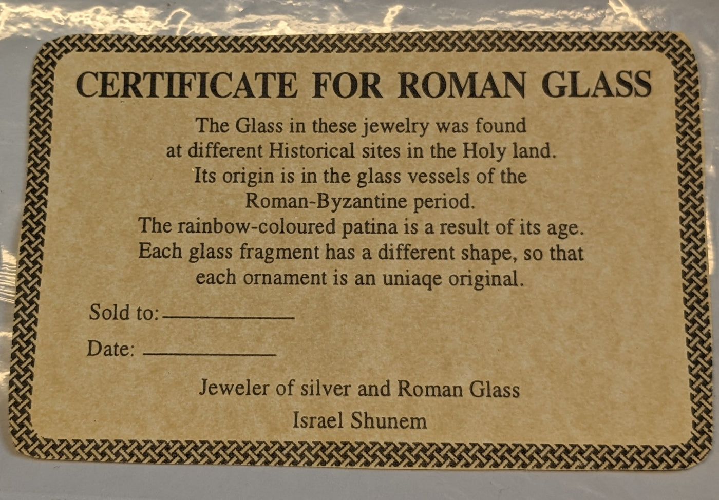 Roman Glass Large Antique Kiddush Wine Cup Sterling Silver 925 W/Certificate