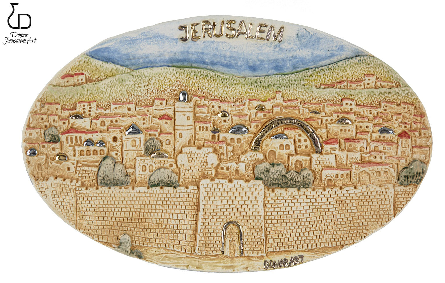 Domar Craftsmanship Art Jerusalem oval picture 27x17 cm – Spring Nahal