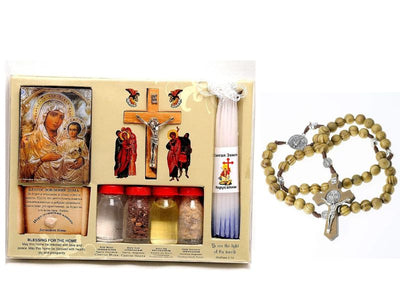 Spring Nahal Set with Soil, Incense, Anointing Oil and Jordan Holy Water, Crucifix ,Icon and Rosary beads
