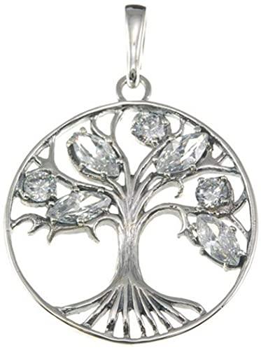 Tree of Life Pendant - Garnet, Cubic Zirconia, Amethyst, Mixed Gemstones in 925 Sterling Silver with Necklace Chain