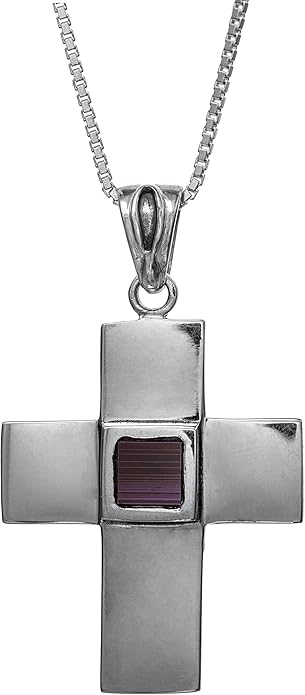 Silver Cross Pendant - Nano Sim New Testament Studded with Roman Glass