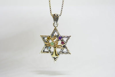 A Unique Silver Star of David and Tree of Life Style Pendant Necklace | An awesome anniversary and, From Israel | Religious Jewelry