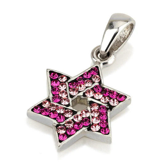 Star of David Pendant with Gemstones - With Gemstones in 925 Sterling Silver With Necklace