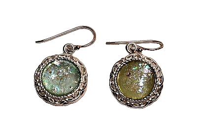 Roman Glass Earrings Authentic Luxurious With Certificate