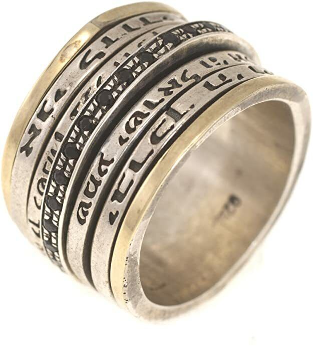 Blessing Spinning Ring in Gold&Silver with colorful Stones and Saintly Quote