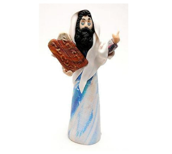Moses and the 10 Commandments Jewish Figure Made of Clay Hand Made Art Designed