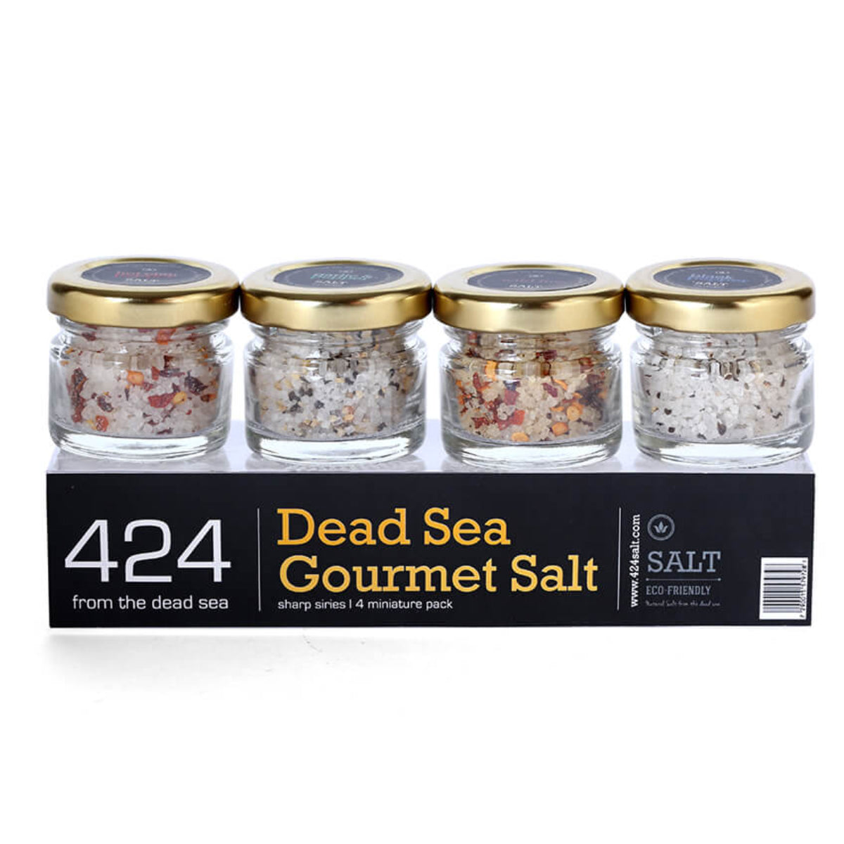4 mix mini jars Of Gourmet Salt From The Dead Sea