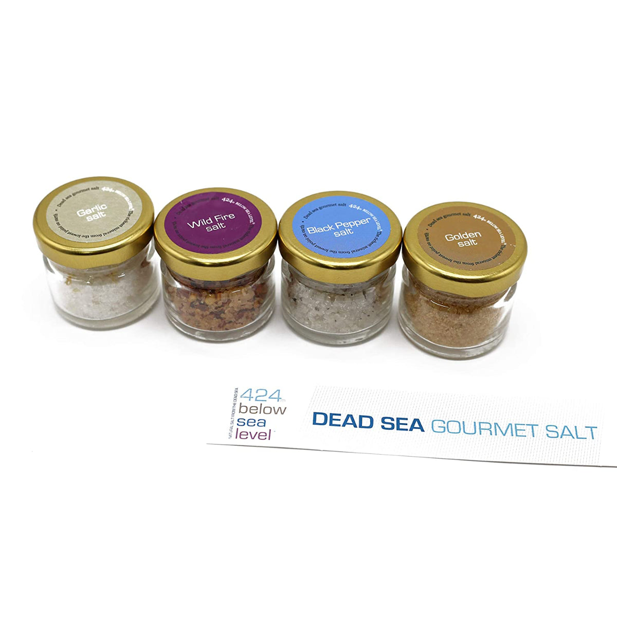 Gourmet Sea Salt Sampler 4-Pack - Organic Dead Sea Spices Salt Variety Set 0.88oz