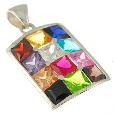 12 Hushen Gemstones Color Pendant Sterling Silver 925.