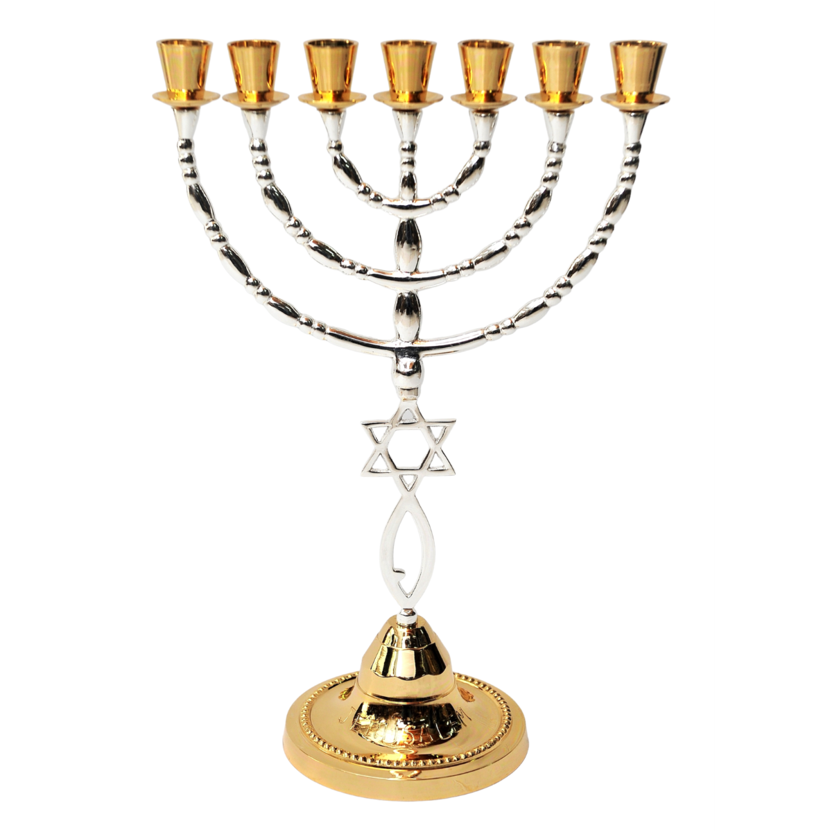 Menorah Gold & Silver Plated Star of David From Holy Land Jerusalem 15.4″ / 39cm