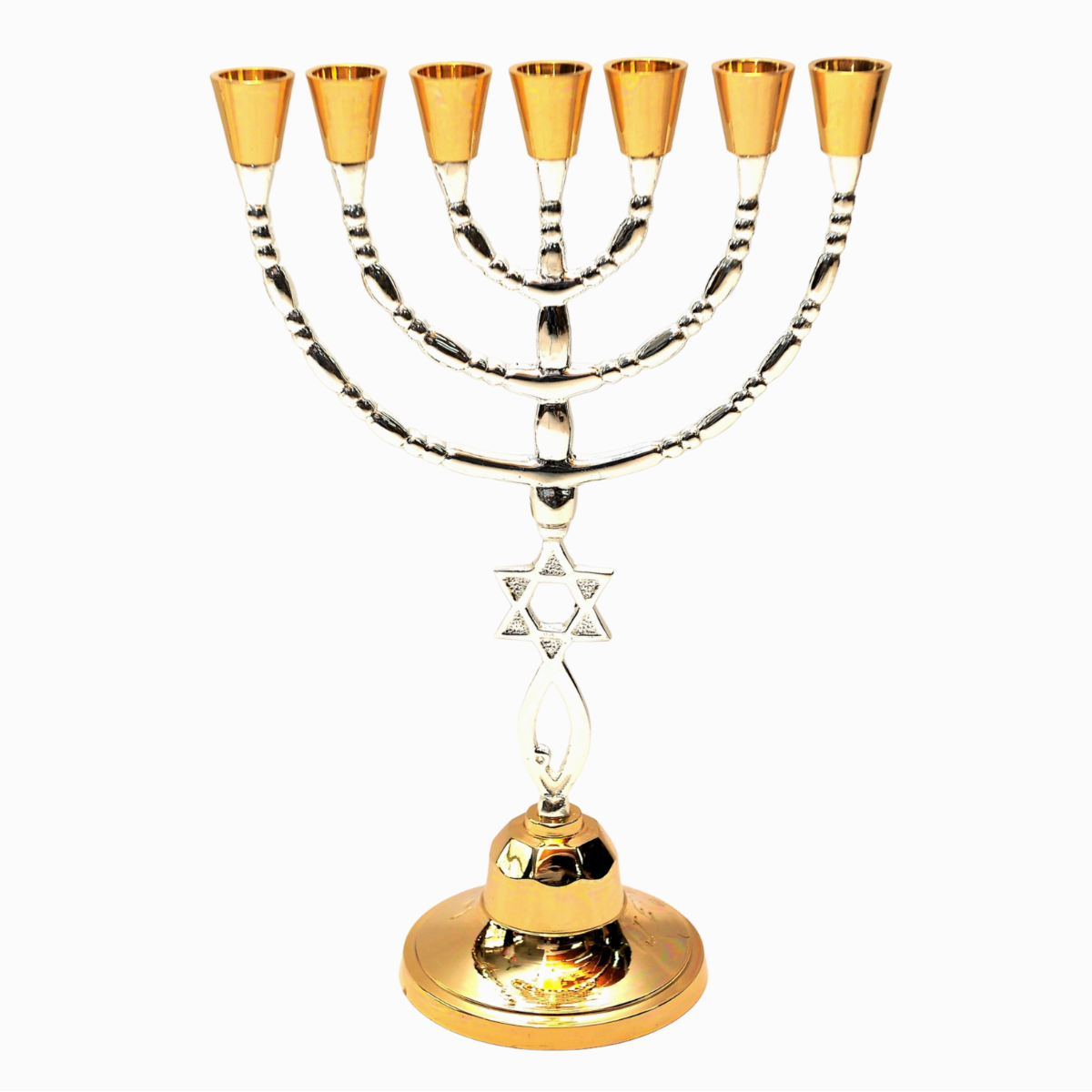 Menorah Gold & Silver Plated Star of David From Holy Land Jerusalem 11.8″ / 30 cm