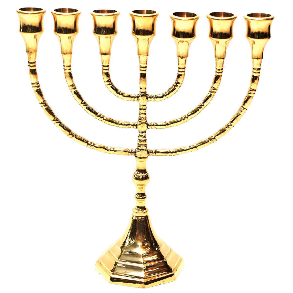 Menorah Gold Plated Temple Candle Holder Judaica 12 ″