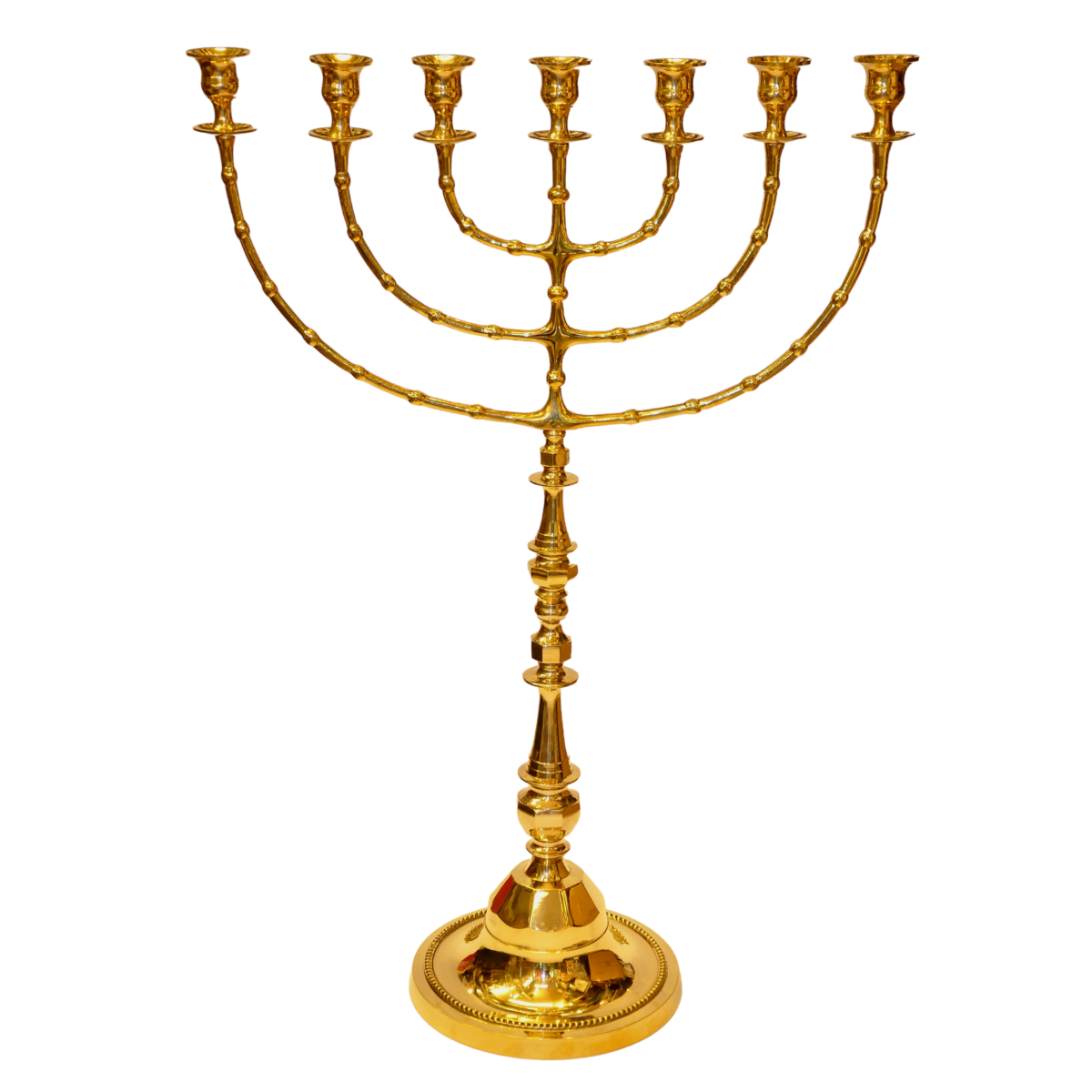 Large Temple Menorah Gold Plated From Holy Land Jerusalem 35.4″ / 90 cm
