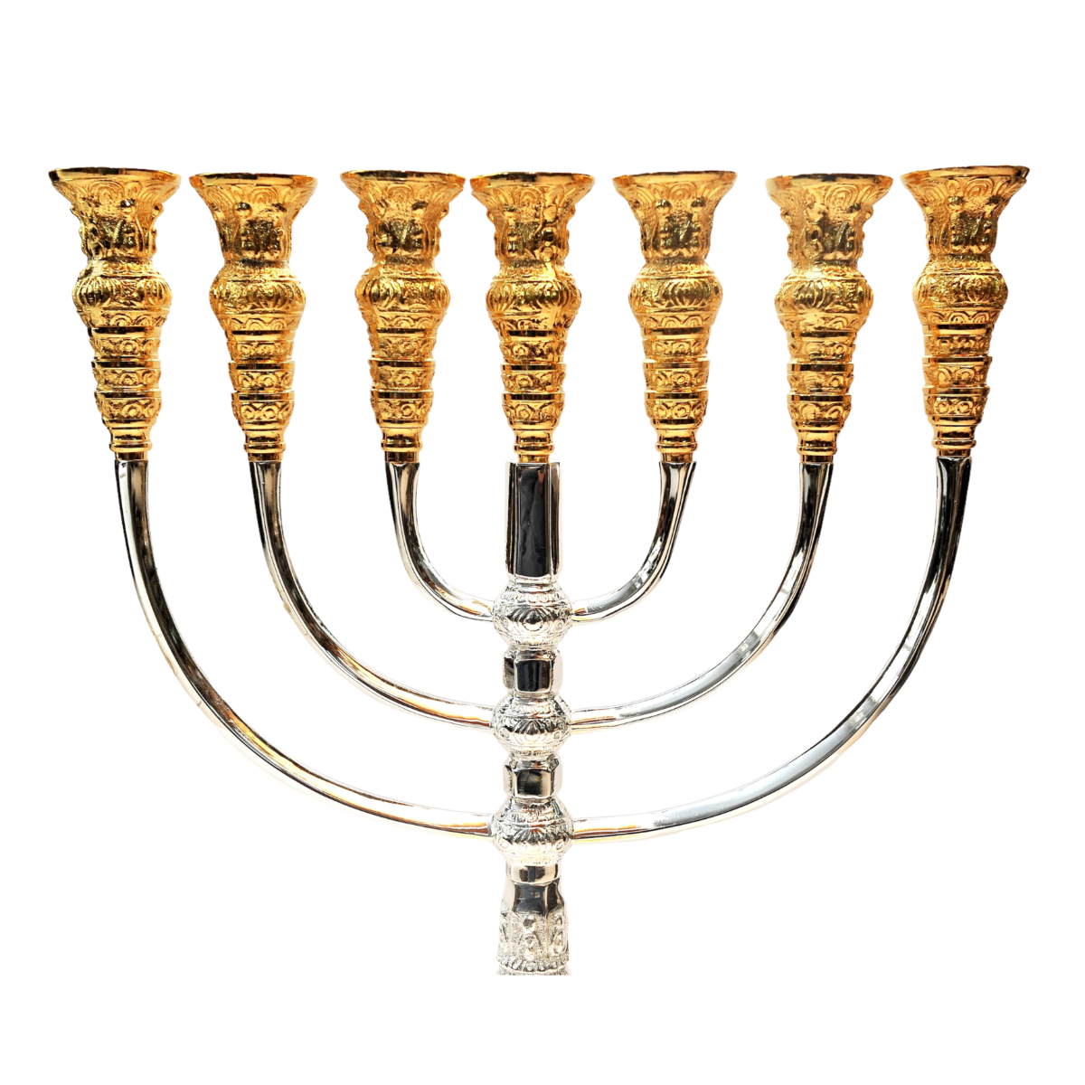 Menorah Gold & Silver Plated Candle Holder from Jerusalem 25.6″ / 65 cm