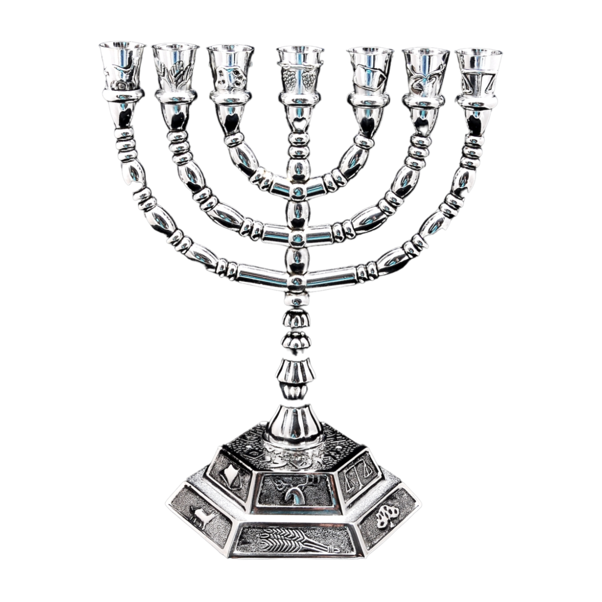 Menorah Silver Plated Candle Holder from Jerusalem 6.3″ / 16 cm