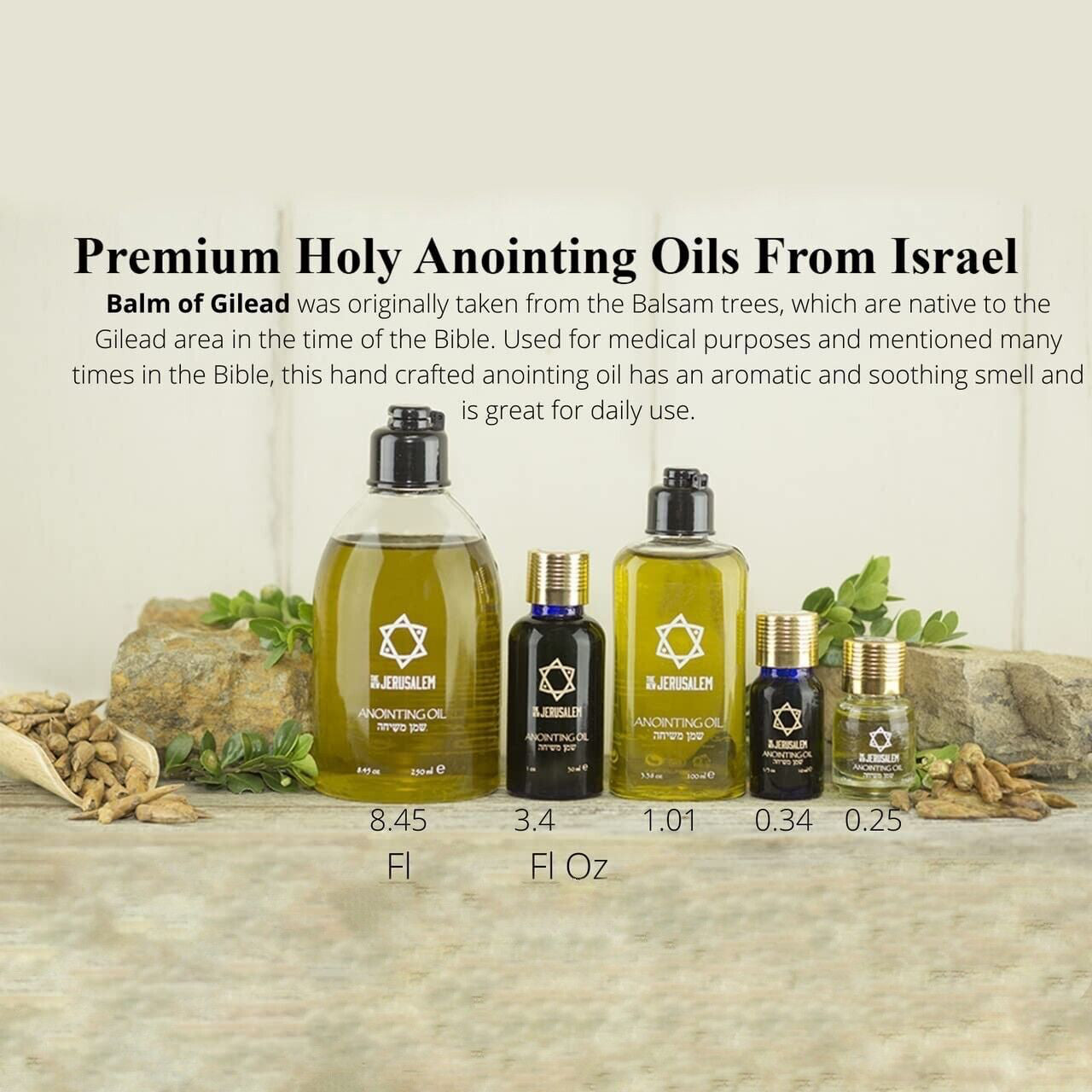Anointing Oil from Israel, Spiritual Oils Bottles from Jerusalem Blessed, Handmade with Natural Ingredients