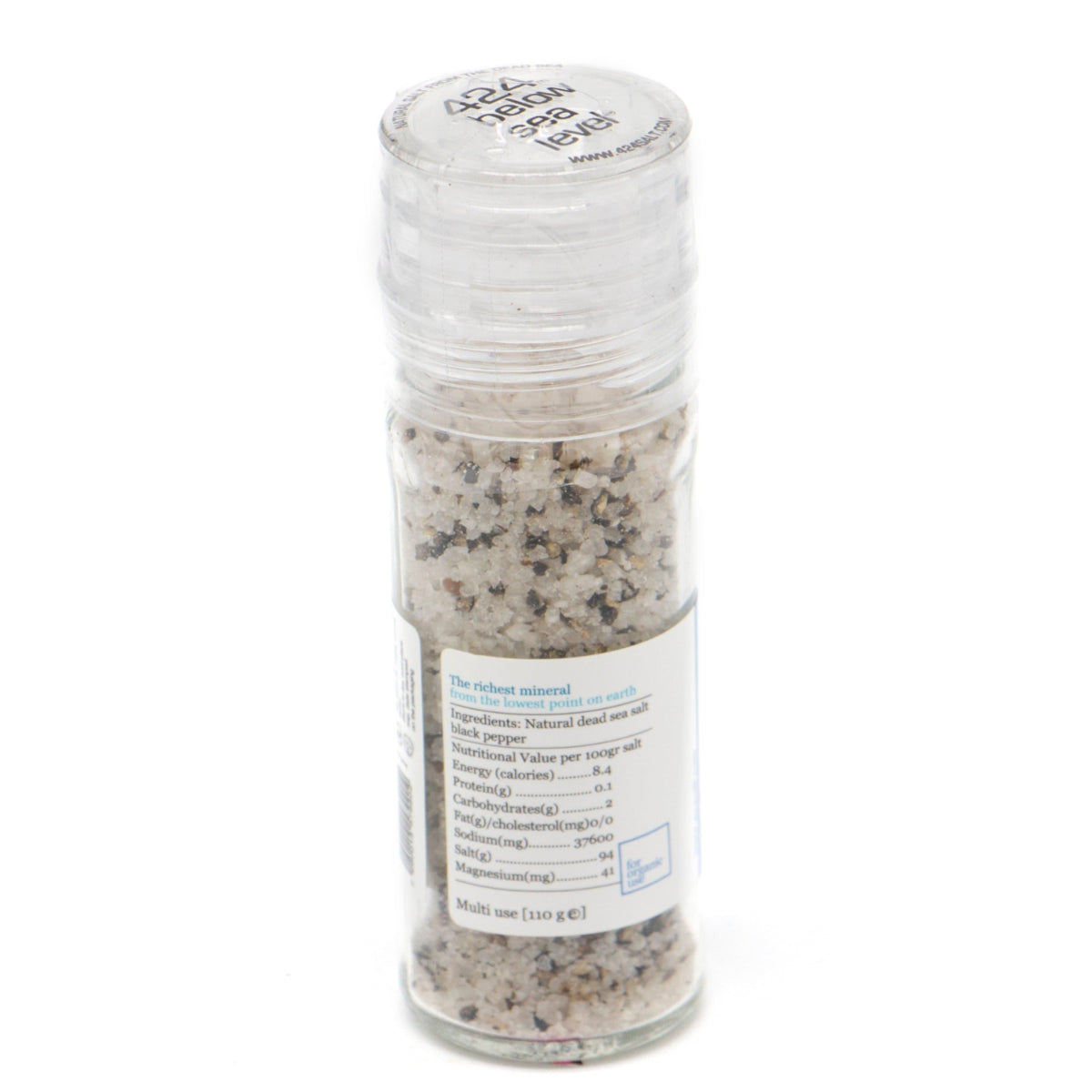 Black Pepper Gourmet Kosher Salt From The Dead Sea 3.87 oz / 110 grams