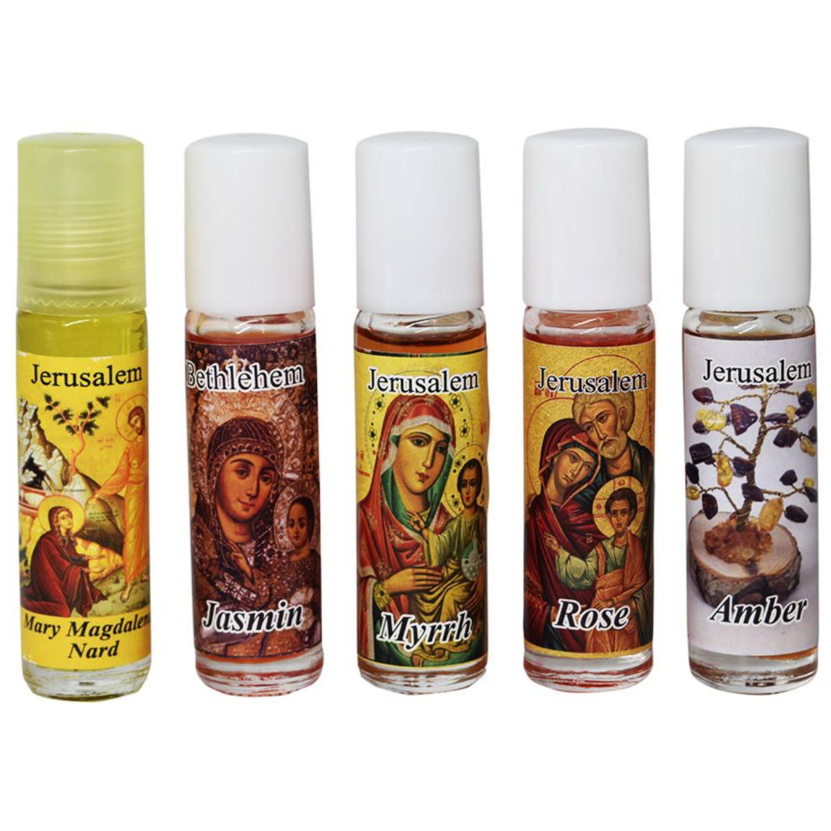 Lot of 5 Mix Anointing Oil in Roll On Bottles 10 ml. from Jerusalem