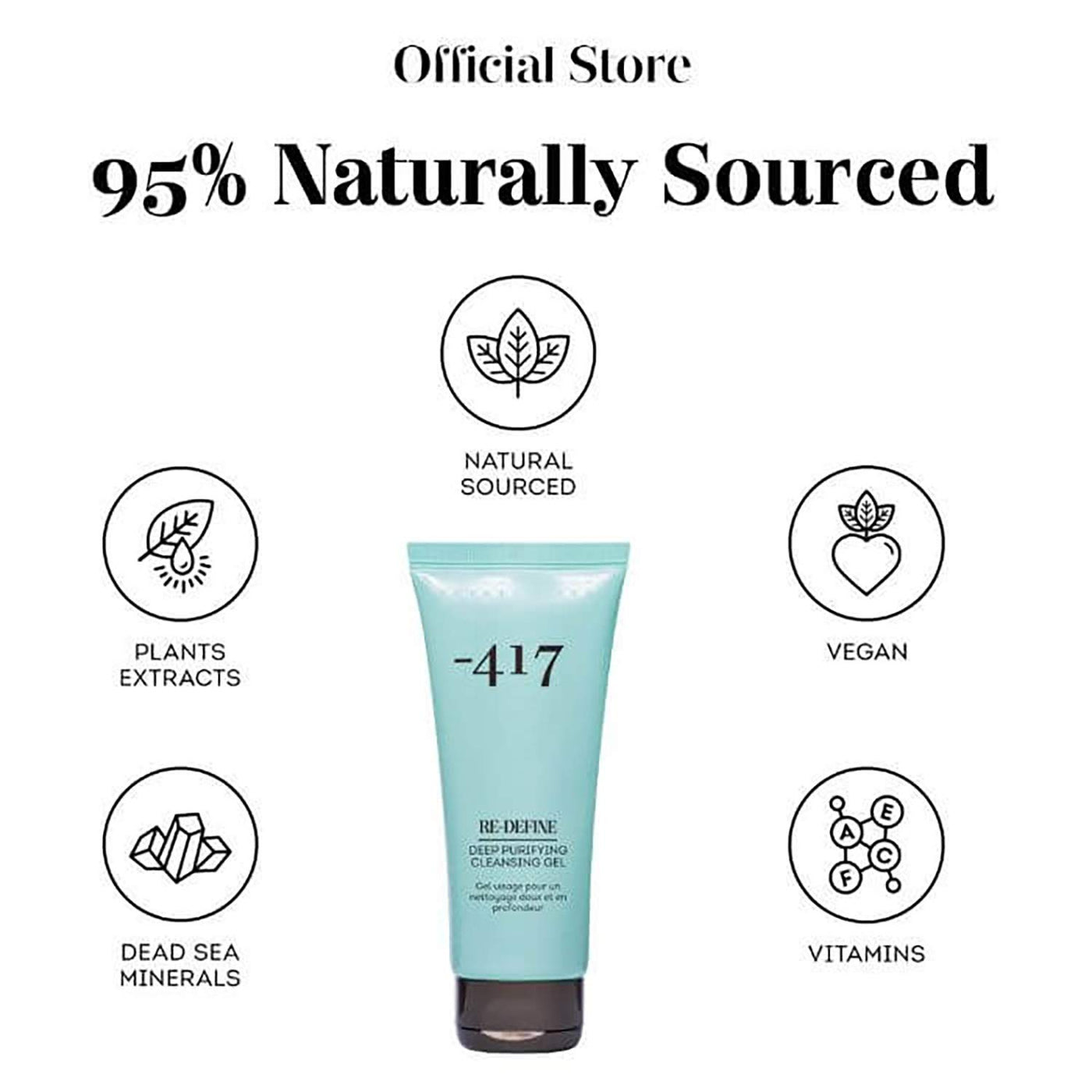 -417 Dead Sea Cosmetics Redefine Deep Purifying Cleansing Gel - Natural - Gentle Face Wash that Purifies, Cleanses & Removes Makeup
