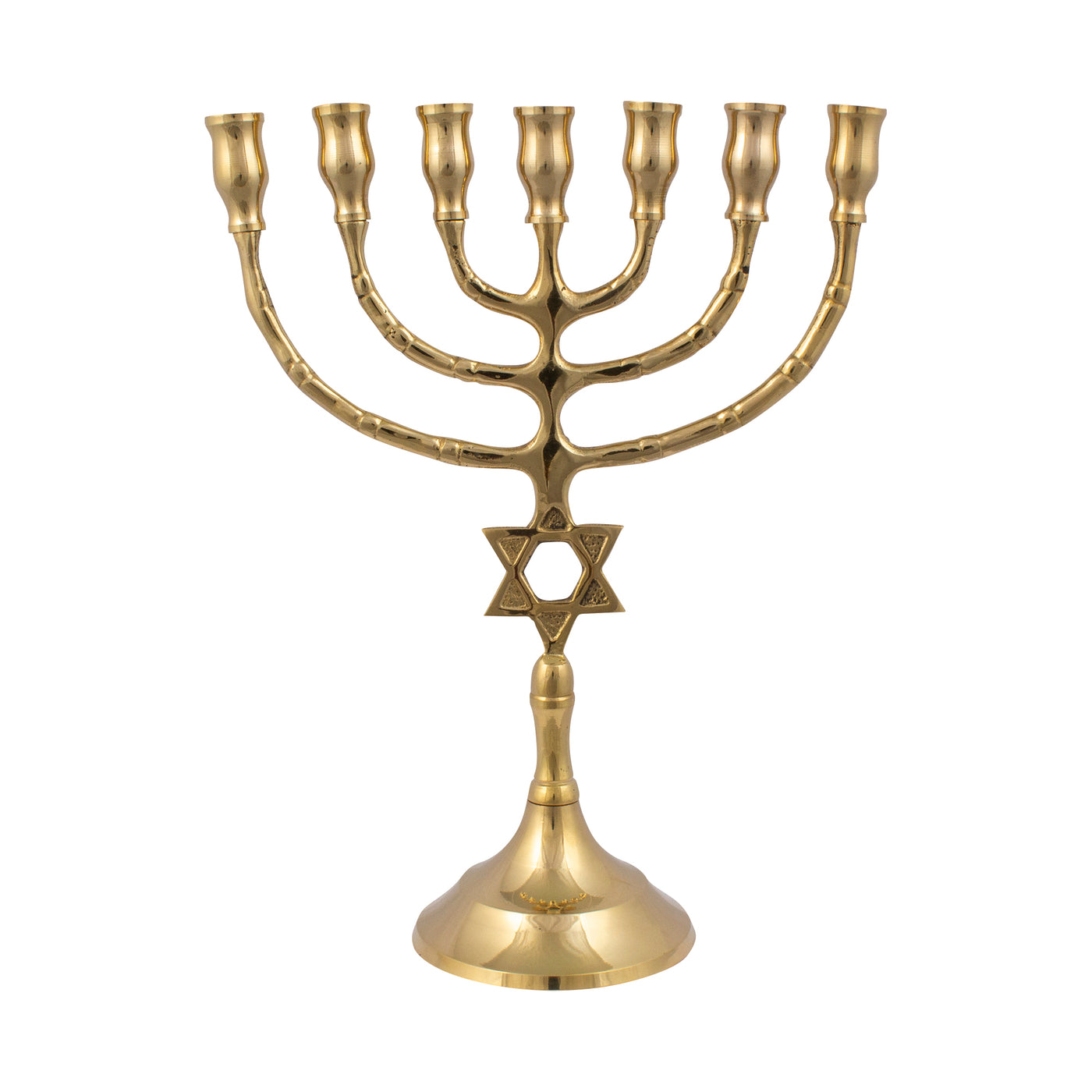 Authentic Gold Menorah With Star of David 8.5″ / 22cm