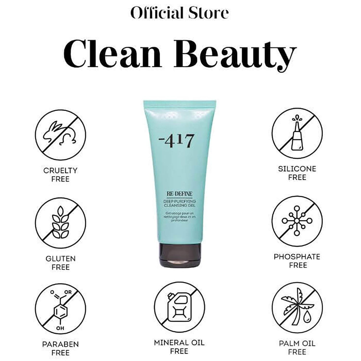 -417 Dead Sea Cosmetics Redefine Deep Purifying Cleansing Gel  Face & Removes Makeup